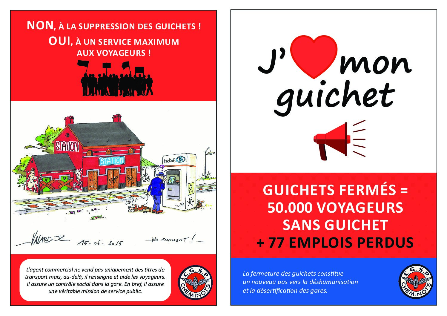 Affiches contre la fermeture de guichets de gare