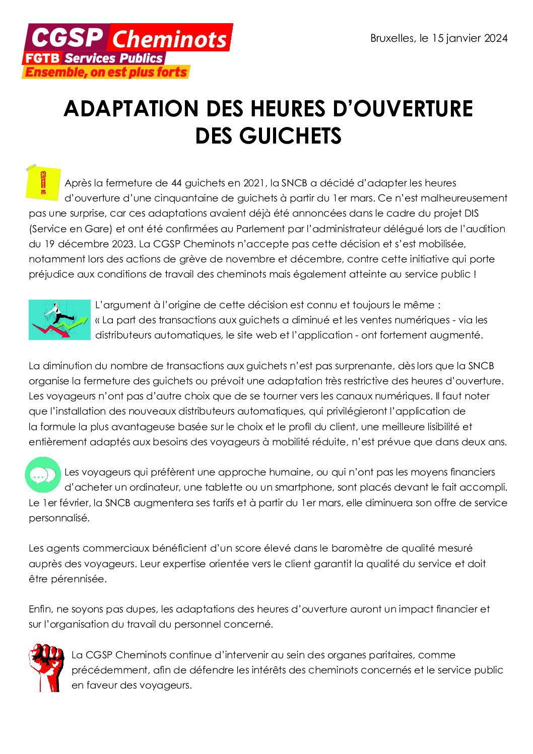 Adaptation des heures d&rsquo;ouverture des guichets