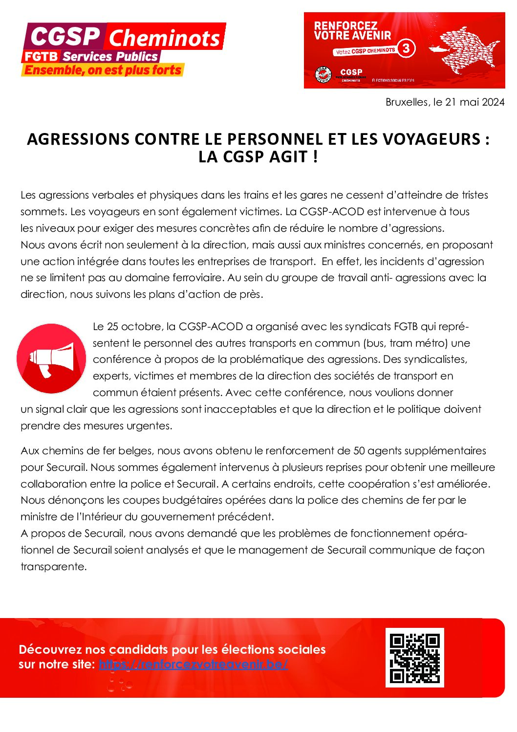 AGRESSIONS CONTRE LE PERSONNEL ET LES VOYAGEURS