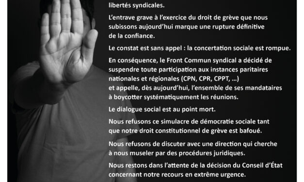 BOYCOTT IMMÉDIAT DES INSTANCES PARITAIRES