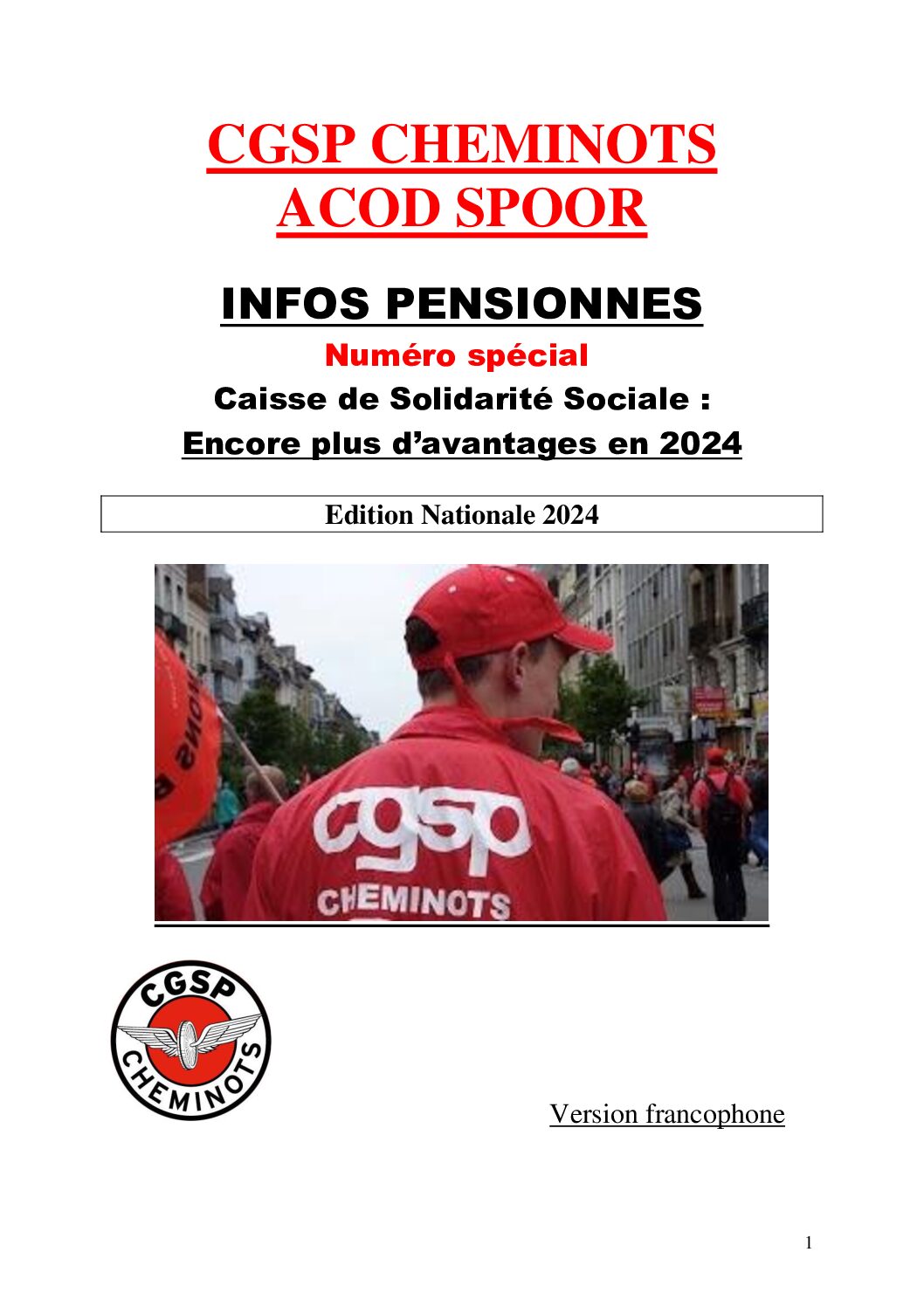 INFOS PENSIONNES Numéro spécial Caisse de Solidarité Sociale