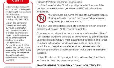 Compte rendu du Comité d’Entreprise PPT (CEPPT) SNCB du 26 février 2026