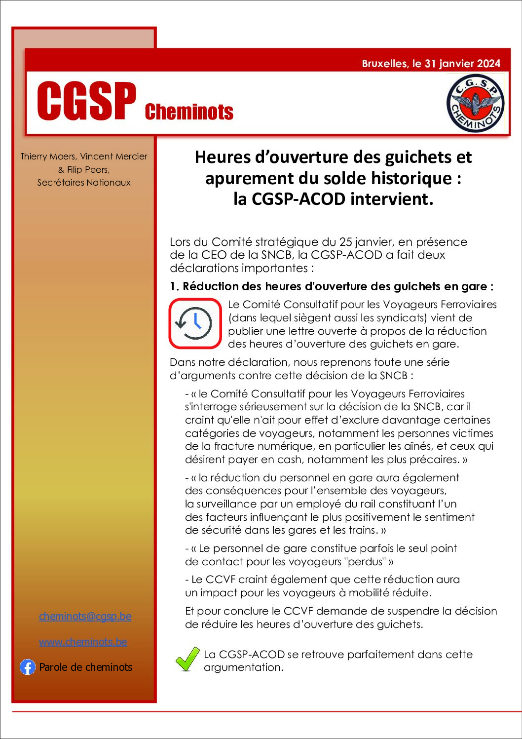 Comité Stratégique SNCB 2024