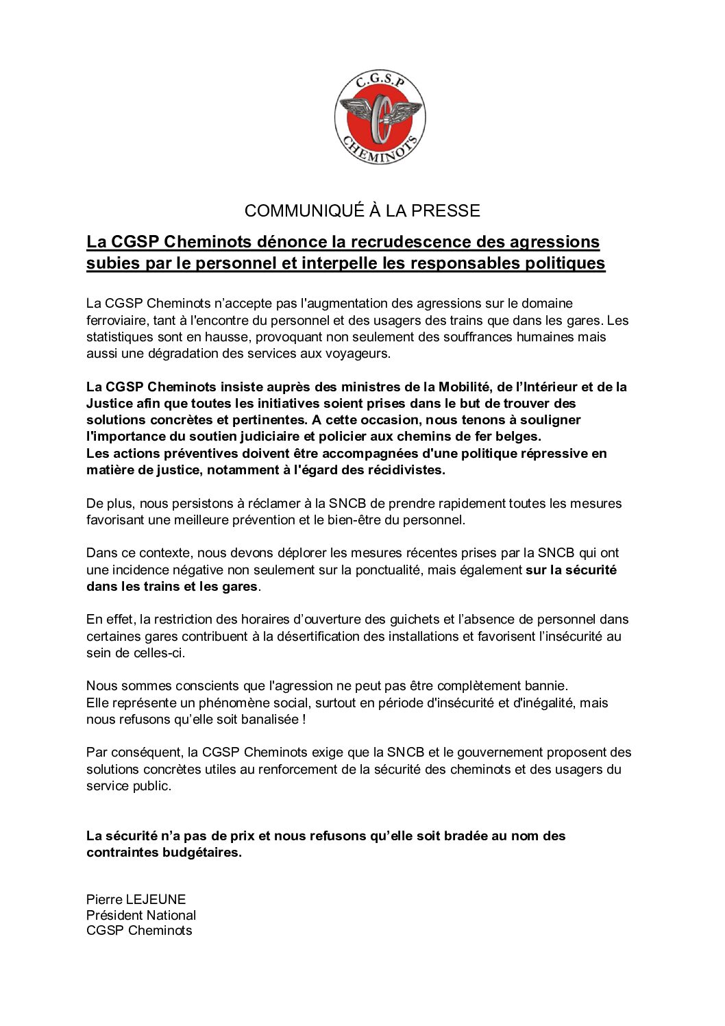 Communiqué de Presse – avril 2024
