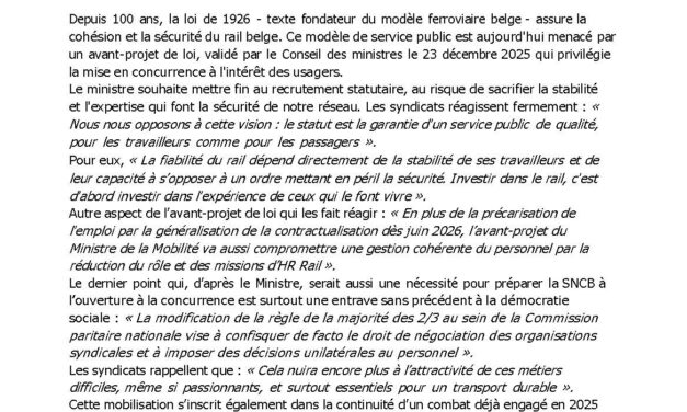 Grève des cheminots du 26 au 30 janvier : défendre un siècle de rail public et de transport en toute sécurité
