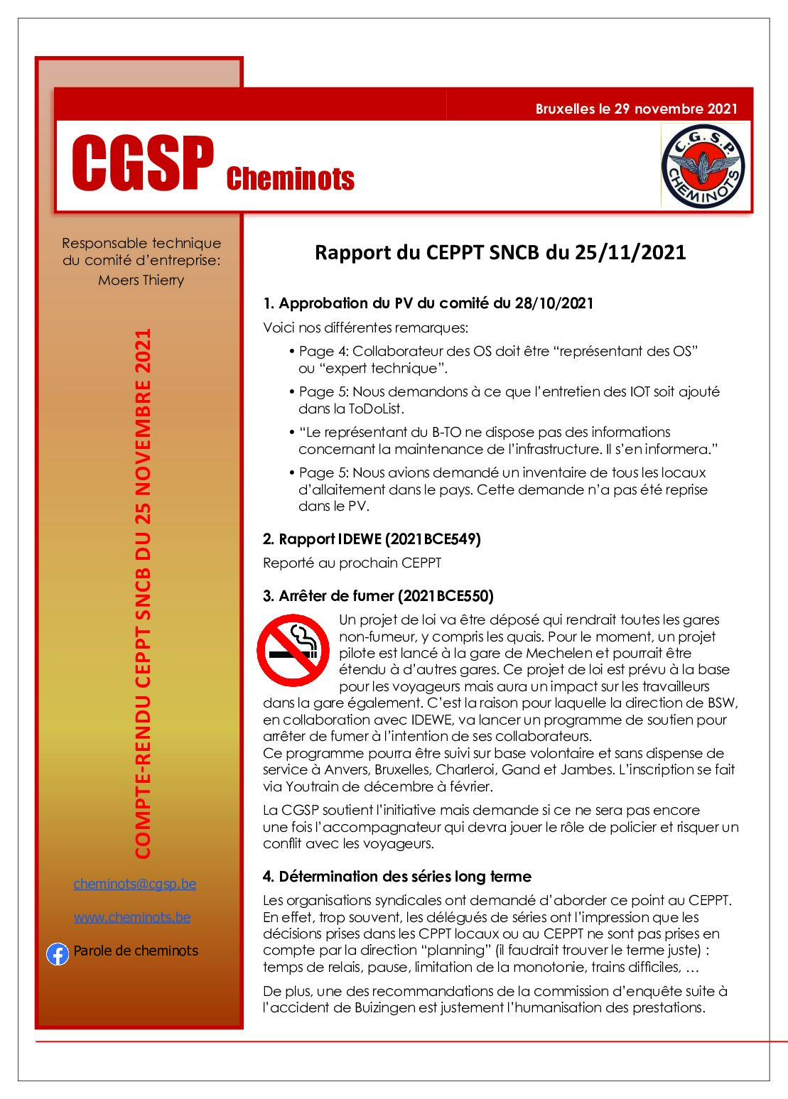Rapport du CEPPT SNCB du 25/11/2021