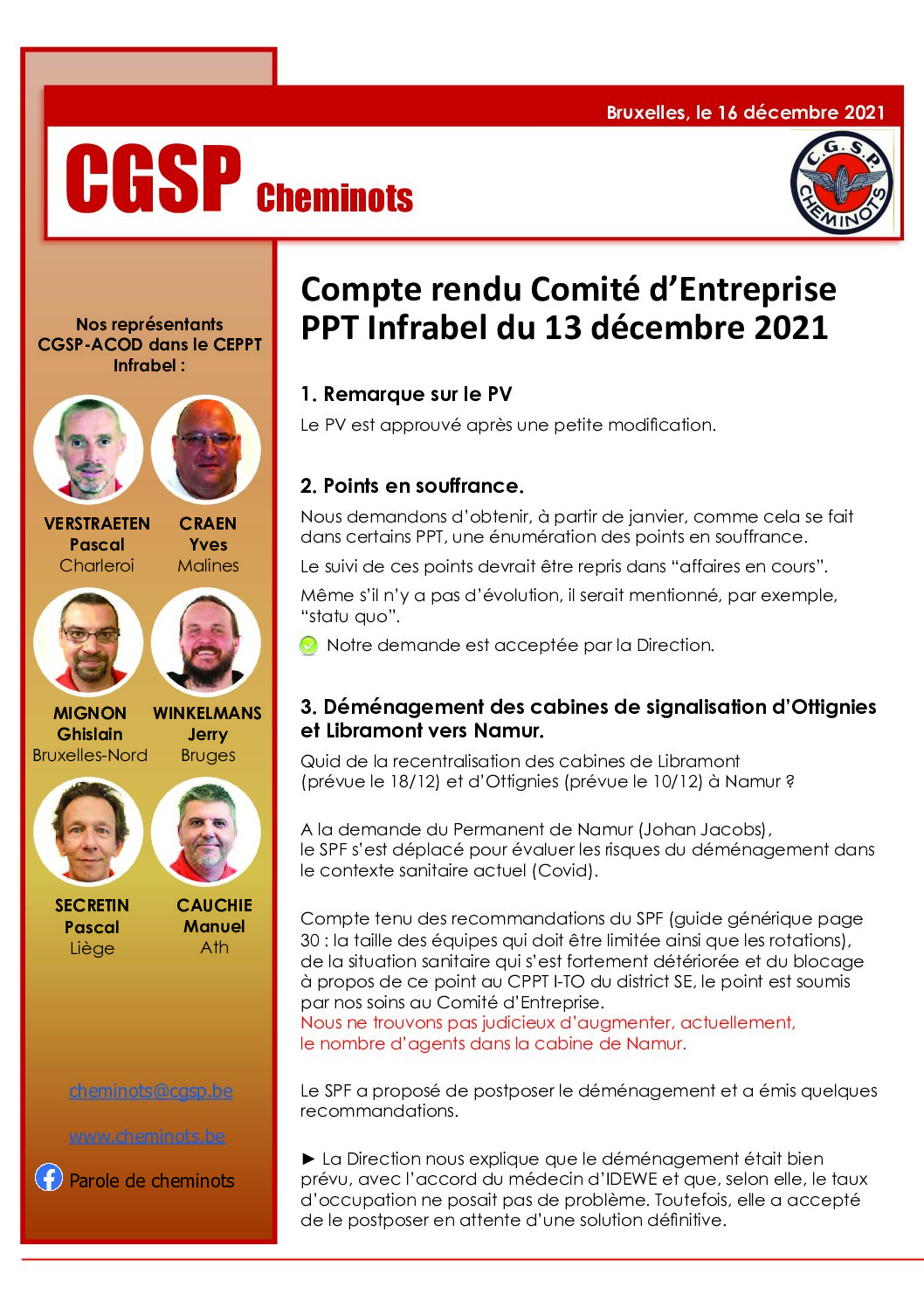 Compte rendu CEPPT du 13 décembre 2021 Infrabel