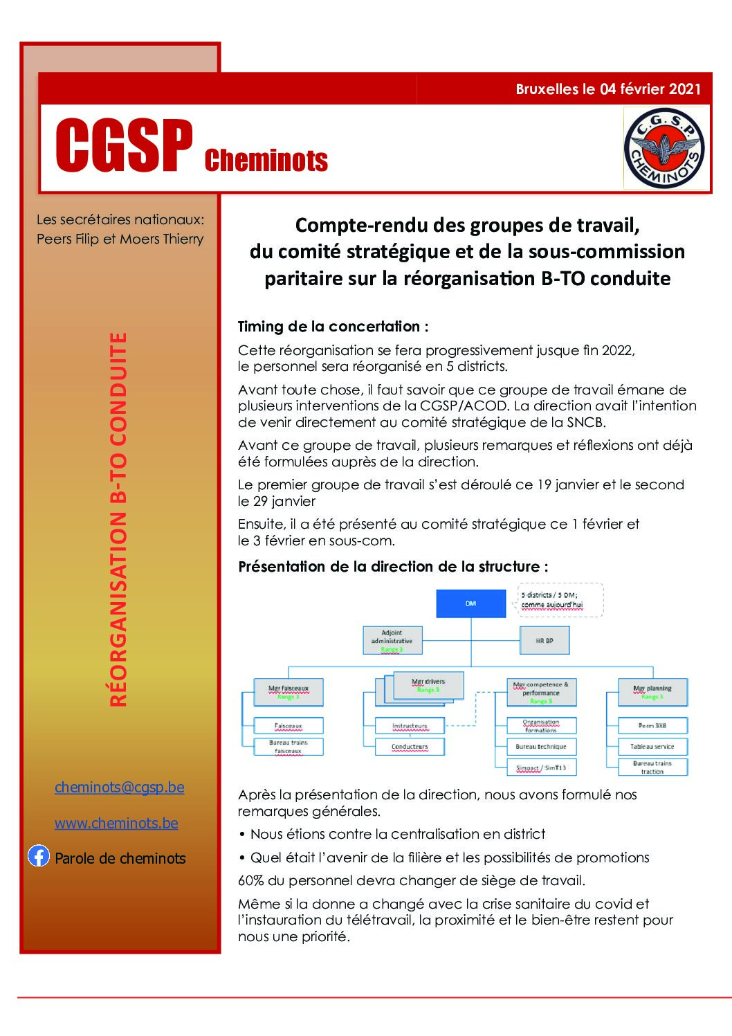 Compte-rendu des réunions de la réorganisation B-TO conduite 04 février 2021