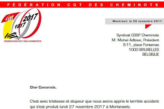 Lettre de soutien de la CGT