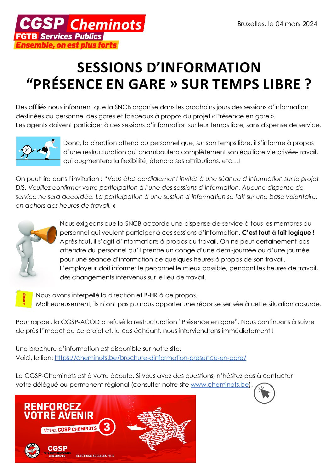 SESSIONS D’INFORMATION “PRÉSENCE EN GARE » SUR TEMPS LIBRE ?