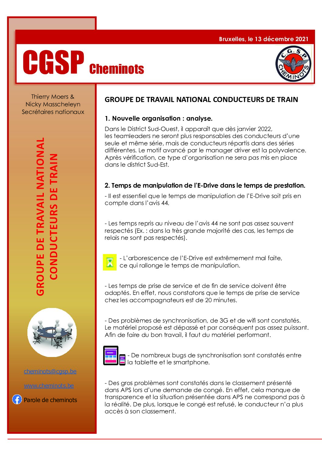Groupe de travail national conducteurs de train