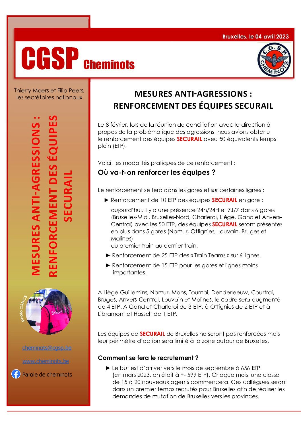 MESURES ANTI-AGRESSIONS : RENFORCEMENT DES ÉQUIPES SECURAIL