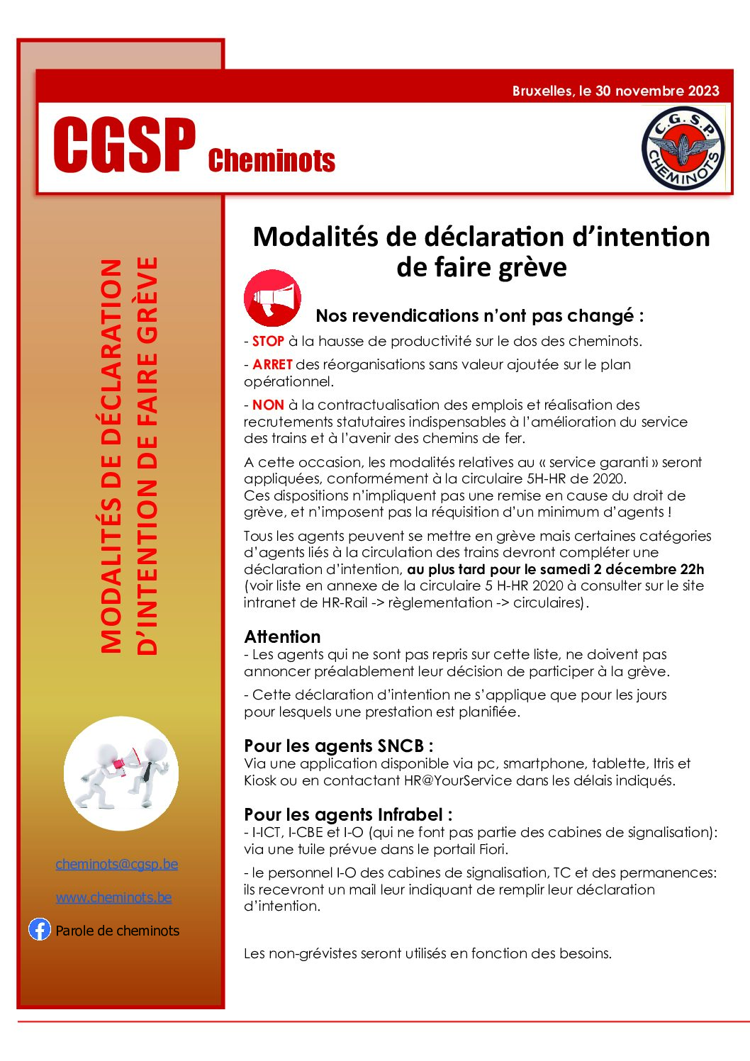 Modalités de déclaration d’intention de faire grève