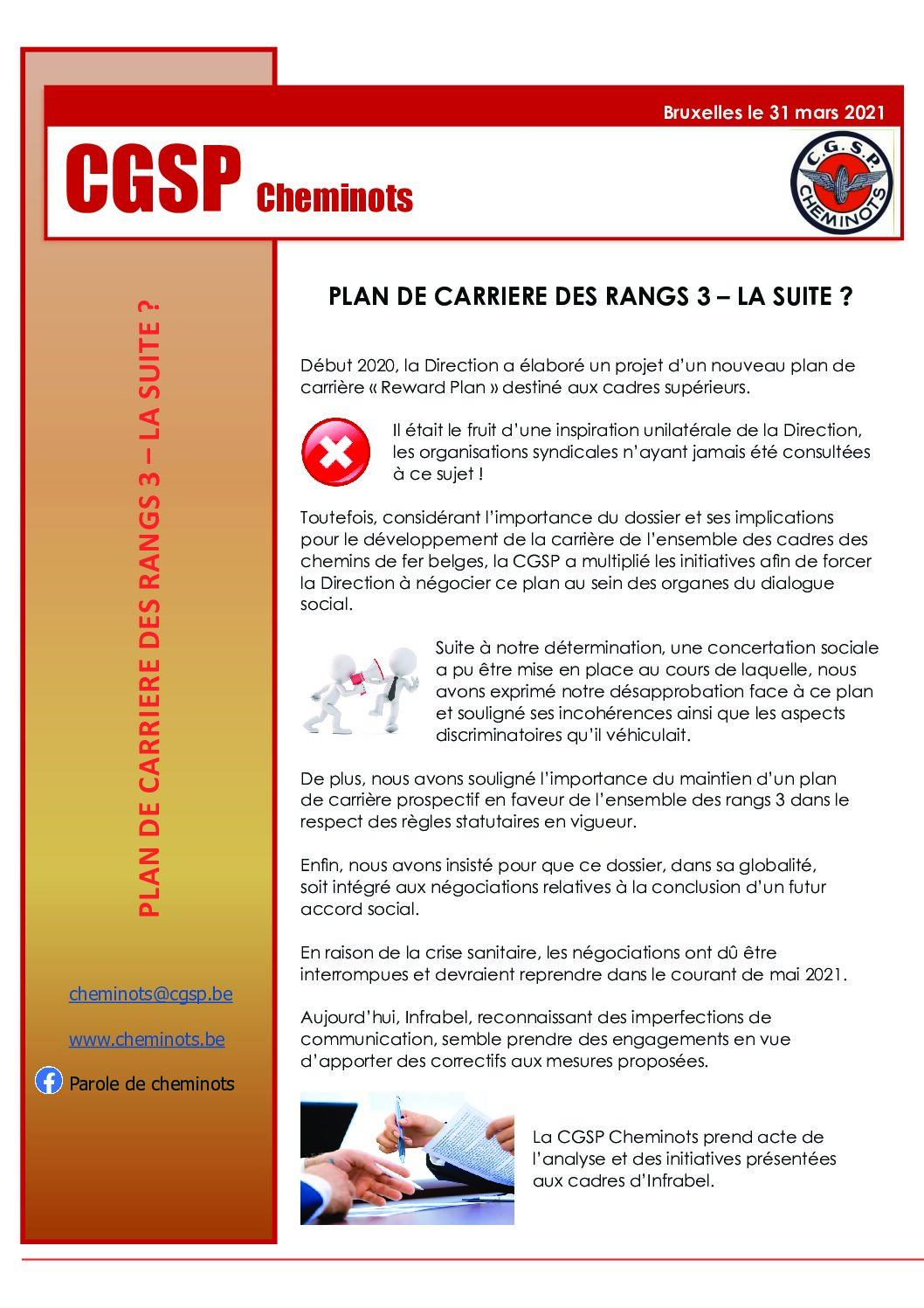 PLAN DE CARRIERE DES RANGS 3 LA SUITE – 31 mars 2021