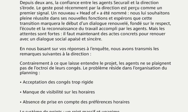 Tract : SECURAIL : Retour de l’enquête sur le projet planning