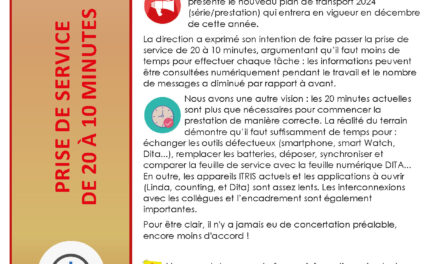 Prise de service de 20 à 10 minutes