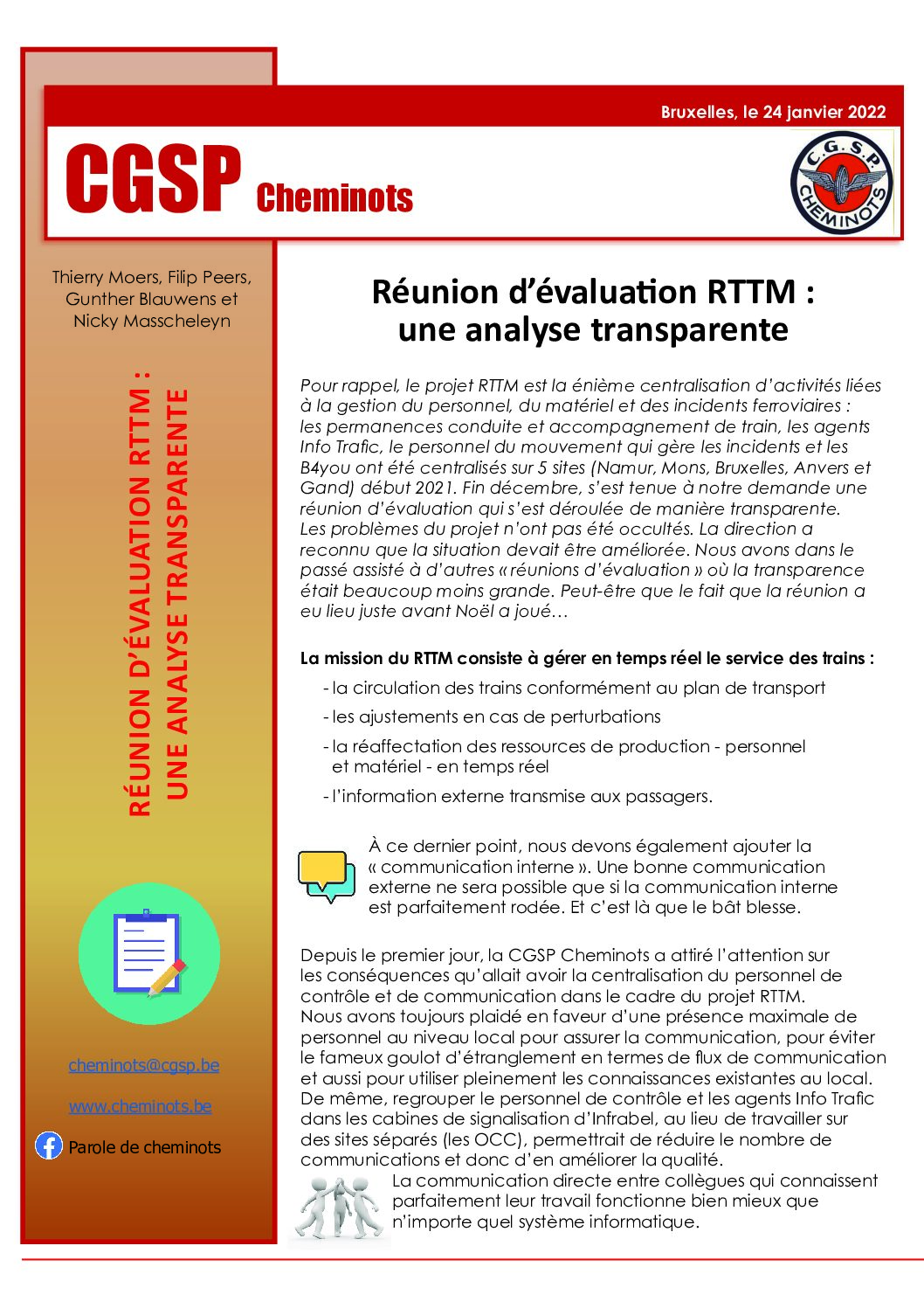 Réunion d’évaluation RTTM : une analyse transparente