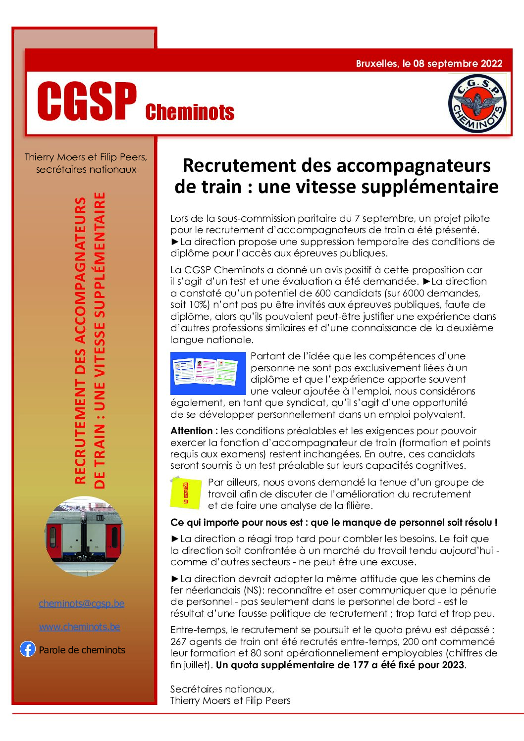 Recrutement des accompagnateurs de train : une vitesse supplémentaire