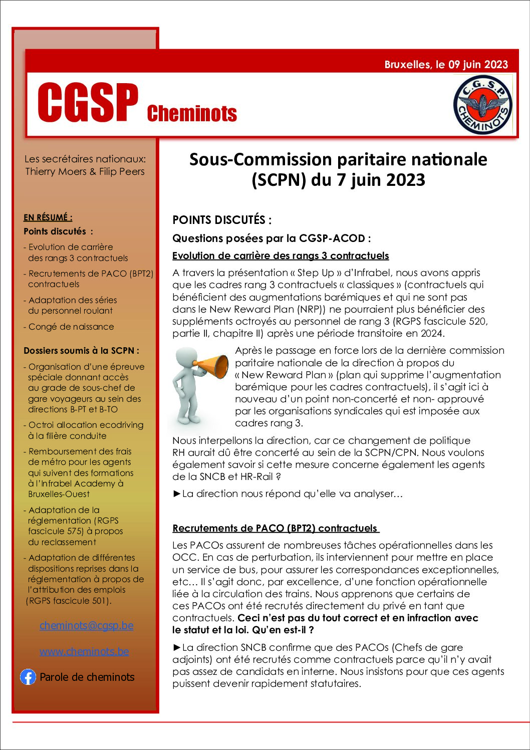 Sous-Commission paritaire nationale (SCPN) du 7 juin 2023
