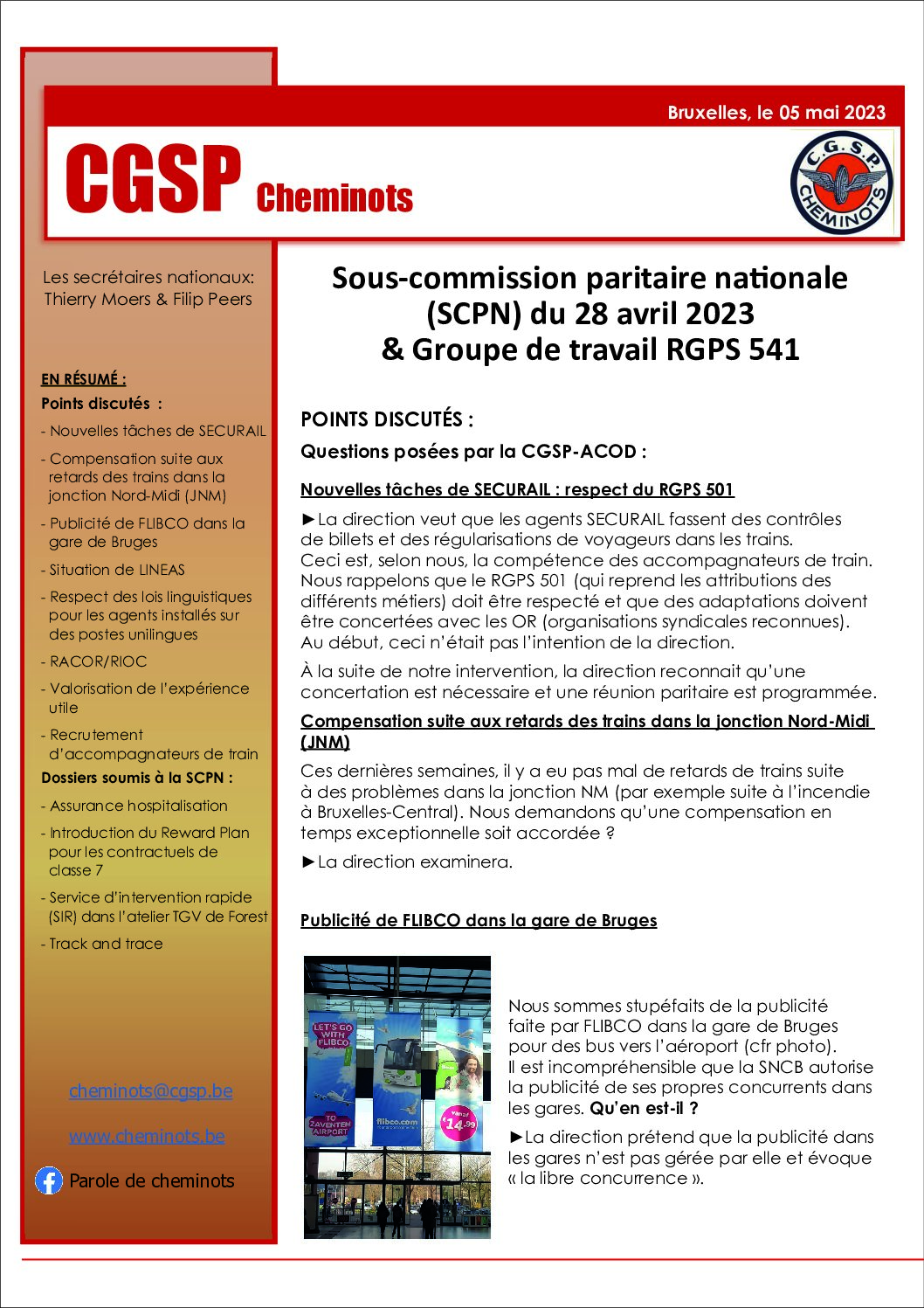 Sous-commission paritaire nationale (SCPN) du 28 avril 2023 & Groupe de travail RGPS 541