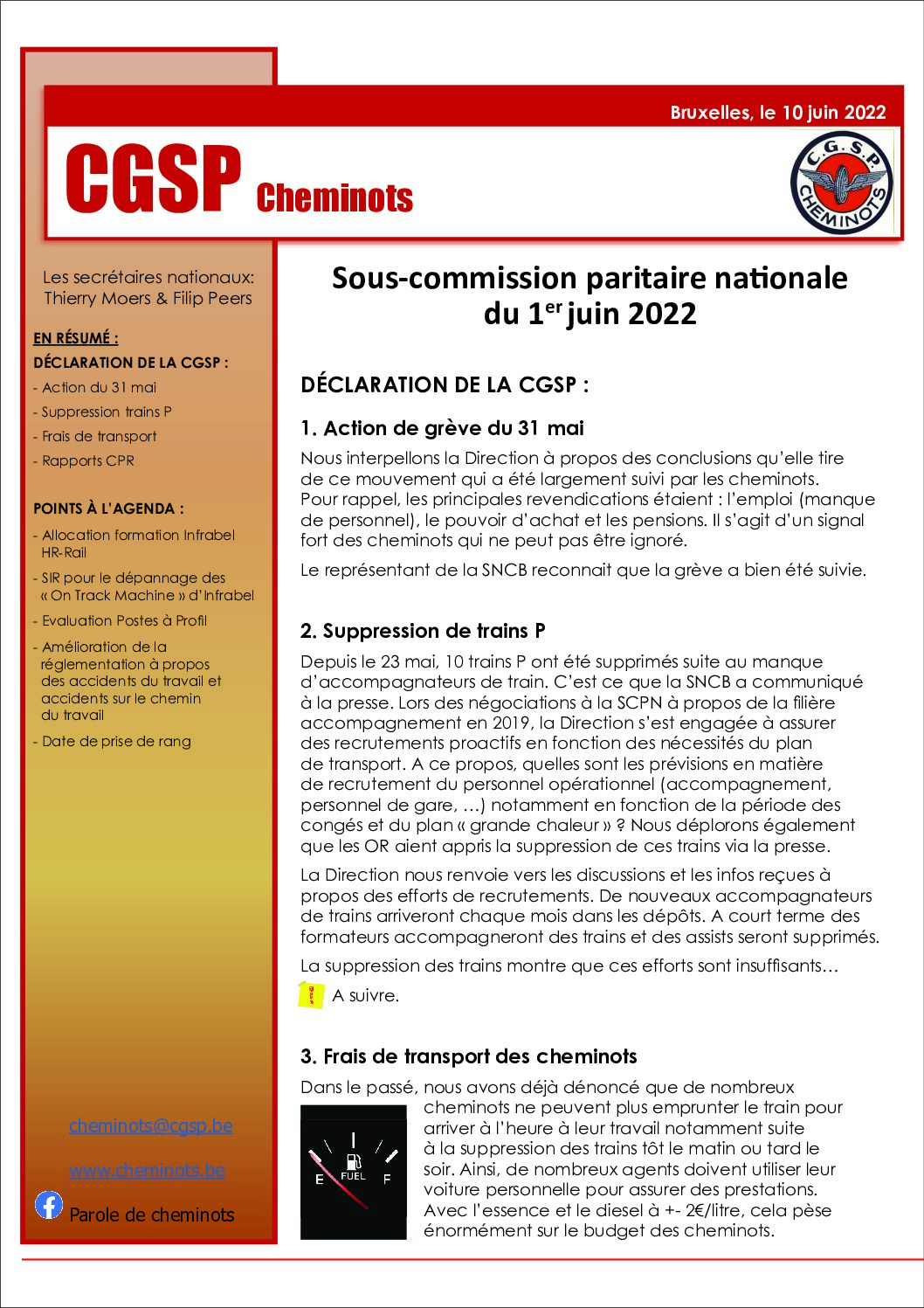 Sous-Commission paritaire 1er juin 2022