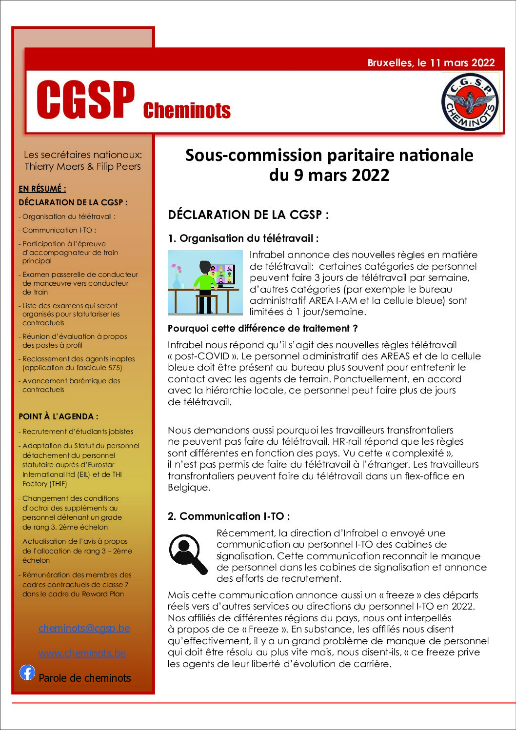 Sous-Commission paritaire du 09 03 2022