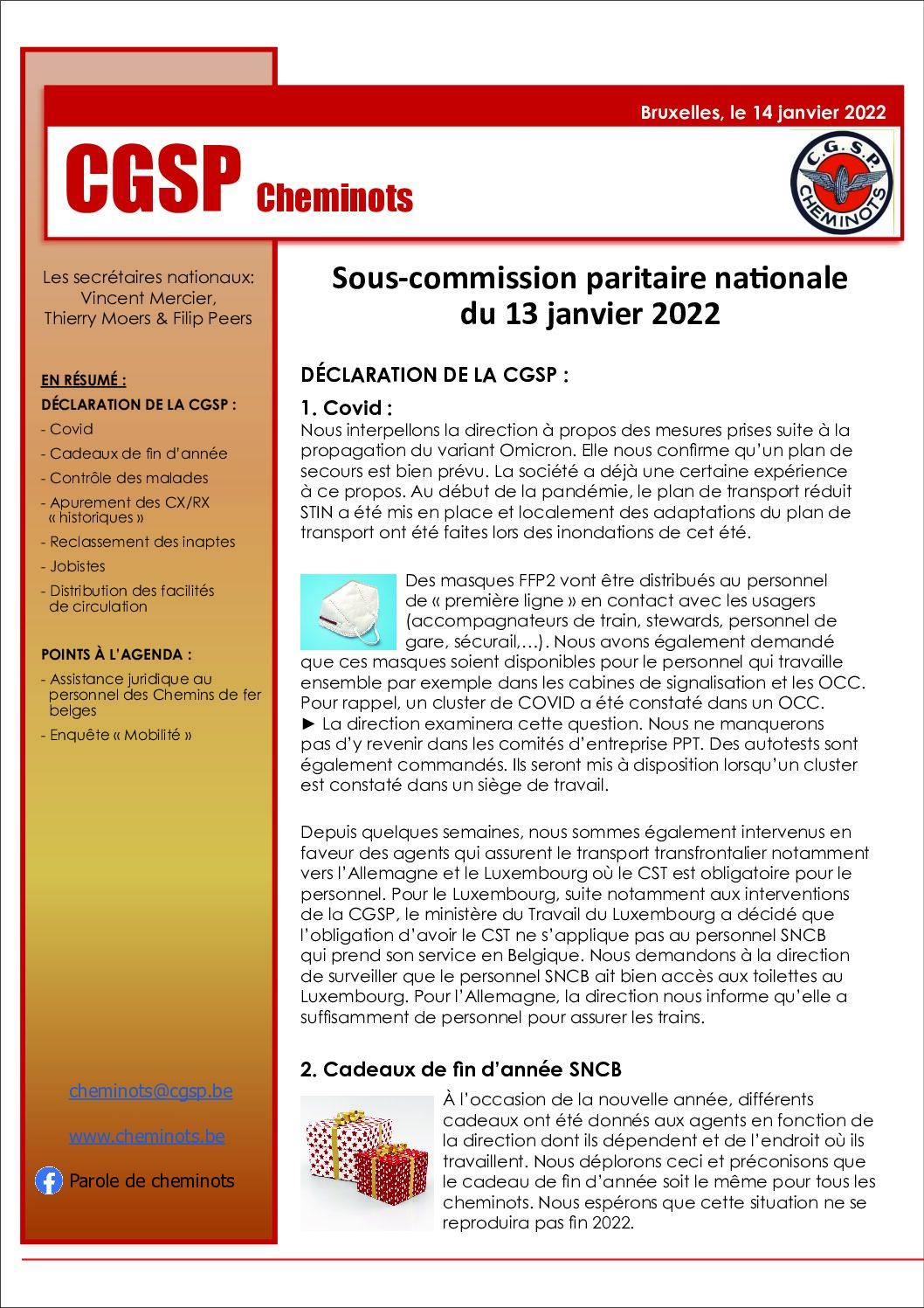 Sous-Commission paritaire du 13 janvier 2022