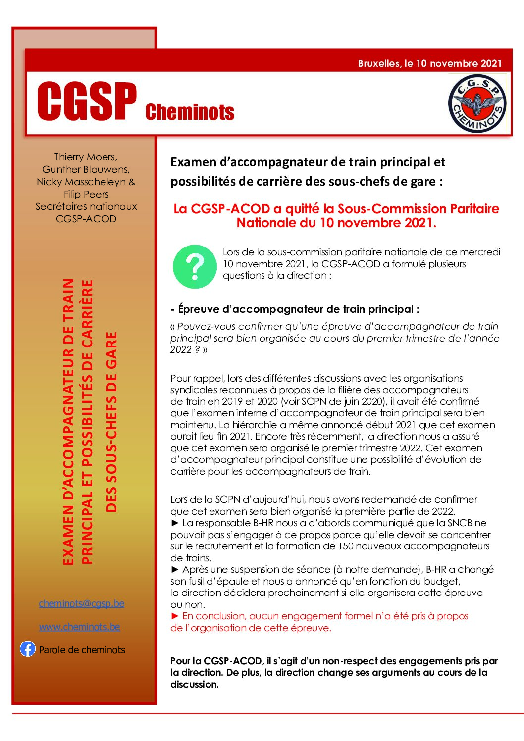 Examen d’accompagnateur de train principal